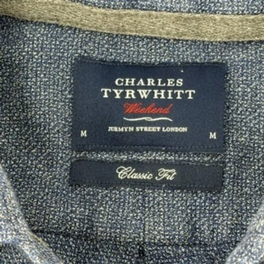 Charles Tyrwhitt Mens Blue Chambray Button Down Shirt Classic Fit Size M